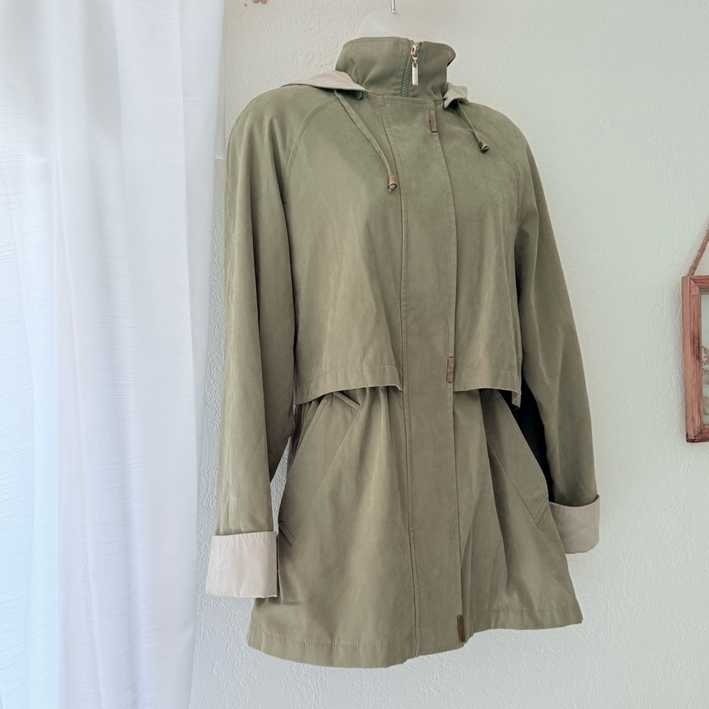 Croft and Barrow Olive green suede jacket spring fall Size S mid weight casual